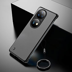 Huawei P50用ハードカバー クリスタル クリア透明 フレームレス H01 ファーウェイ ブラック