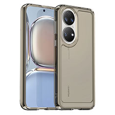 Huawei P50用360度 フルカバー極薄ソフトケース シリコンケース 耐衝撃 全面保護 バンパー J02S ファーウェイ グレー