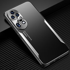 Huawei P50 Pro用ケース 高級感 手触り良い アルミメタル 製の金属製 兼シリコン カバー JL3 ファーウェイ シルバー