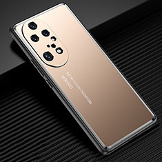 Huawei P50 Pro用ケース 高級感 手触り良い アルミメタル 製の金属製 兼シリコン カバー JL2 ファーウェイ ゴールド