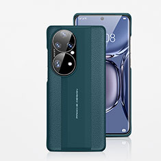 Huawei P50e用ケース 高級感 手触り良いレザー柄 JB5 ファーウェイ グリーン