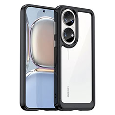 Huawei P50e用ハイブリットバンパーケース クリア透明 プラスチック カバー J01S ファーウェイ ブラック