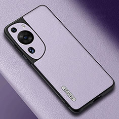 Huawei P60 Art用ケース 高級感 手触り良いレザー柄 S02 ファーウェイ パープル