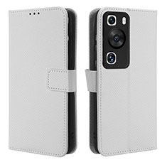 Huawei P60用手帳型 レザーケース スタンド カバー BY1 ファーウェイ ホワイト