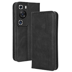 Huawei P60用手帳型 レザーケース スタンド カバー BY4 ファーウェイ ブラック