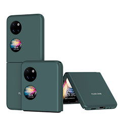 Huawei P60 Pocket用ハードケース プラスチック 質感もマット 前面と背面 360度 フルカバー QH1 ファーウェイ グリーン