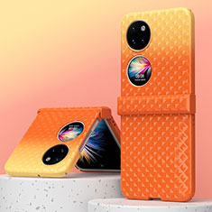 Huawei P60 Pocket用ハードケース プラスチック 質感もマット 前面と背面 360度 フルカバー ZL6 ファーウェイ オレンジ