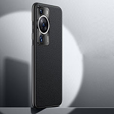 Huawei P60 Pro用ケース 高級感 手触り良いレザー柄 JB1 ファーウェイ ブラック