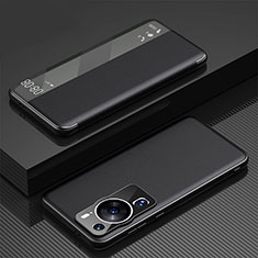 Huawei P60 Pro用手帳型 レザーケース スタンド カバー GS1 ファーウェイ ブラック