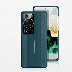 Huawei P60 Pro用ケース 高級感 手触り良いレザー柄 JB5 ファーウェイ グリーン