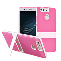 Huawei P9 Plus用ハイブリットバンパーケース スタンド プラスチック ファーウェイ ピンク