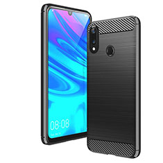 Huawei Y7 (2019)用シリコンケース ソフトタッチラバー ライン カバー ファーウェイ ブラック