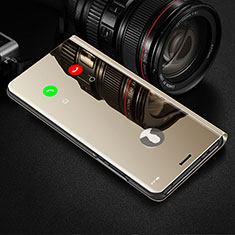 Huawei Y7p用手帳型 レザーケース スタンド 鏡面 カバー L02 ファーウェイ ゴールド