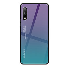 Huawei Y9 Prime (2019)用ハイブリットバンパーケース プラスチック 鏡面 虹 グラデーション 勾配色 カバー ファーウェイ パープル