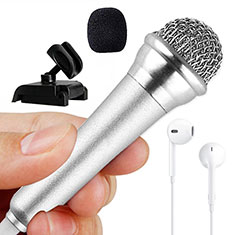 Handy Zubehoer Mikrofon Fuer Smartphone用Mini マイク カラオケ ミニ マイク 3.5mmプラグマイク スタンド M12 シルバー