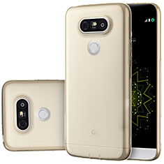 LG G5用極薄ソフトケース シリコンケース 耐衝撃 全面保護 クリア透明 T02 LG ゴールド