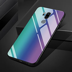LG G7用ハイブリットバンパーケース プラスチック 鏡面 虹 グラデーション 勾配色 カバー LG ネイビー