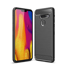 LG G8 ThinQ用シリコンケース ソフトタッチラバー ライン カバー LG ブラック