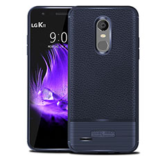 LG K11用シリコンケース ソフトタッチラバー レザー柄 LG ネイビー