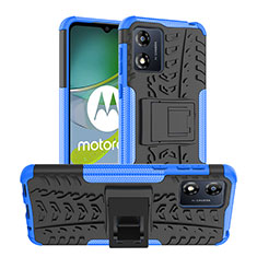 Motorola Moto E13用ハイブリットバンパーケース スタンド プラスチック 兼シリコーン カバー JX1 モトローラ ネイビー