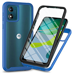 Motorola Moto E13用360度 フルカバー ハイブリットバンパーケース クリア透明 プラスチック カバー ZJ3 モトローラ ネイビー