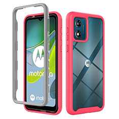 Motorola Moto E13用360度 フルカバー ハイブリットバンパーケース クリア透明 プラスチック カバー ZJ4 モトローラ ローズレッド