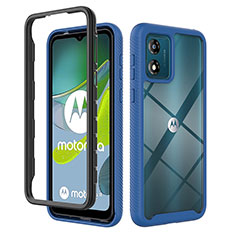 Motorola Moto E13用360度 フルカバー ハイブリットバンパーケース クリア透明 プラスチック カバー ZJ4 モトローラ ネイビー