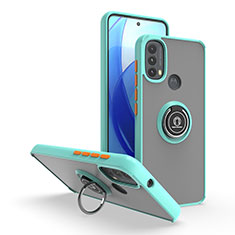 Motorola Moto E40用ハイブリットバンパーケース プラスチック アンド指輪 マグネット式 S04 モトローラ シアン