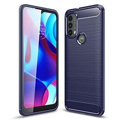 Motorola Moto E40用シリコンケース ソフトタッチラバー ライン カバー モトローラ ネイビー