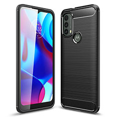 Motorola Moto E40用シリコンケース ソフトタッチラバー ライン カバー モトローラ ブラック