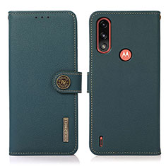 Motorola Moto E7 Power用手帳型 レザーケース スタンド カバー B02H モトローラ グリーン