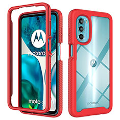 Motorola Moto Edge (2022) 5G用360度 フルカバー ハイブリットバンパーケース クリア透明 プラスチック カバー モトローラ レッド