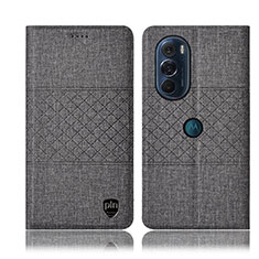 Motorola Moto Edge 30 Pro 5G用手帳型 布 スタンド H12P モトローラ グレー