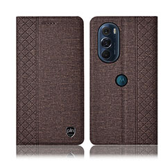 Motorola Moto Edge 30 Pro 5G用手帳型 布 スタンド H13P モトローラ ブラウン