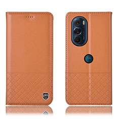 Motorola Moto Edge 30 Pro 5G用手帳型 レザーケース スタンド カバー H07P モトローラ オレンジ