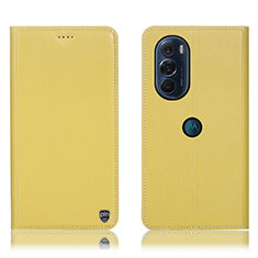 Motorola Moto Edge 30 Pro 5G用手帳型 レザーケース スタンド カバー H21P モトローラ イエロー