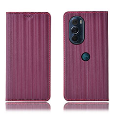 Motorola Moto Edge 30 Pro 5G用手帳型 レザーケース スタンド カバー H16P モトローラ パープル