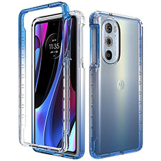 Motorola Moto Edge 30 Pro 5G用前面と背面 360度 フルカバー 極薄ソフトケース シリコンケース 耐衝撃 全面保護 バンパー 勾配色 透明 モトローラ ネイビー