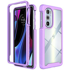 Motorola Moto Edge 30 Pro 5G用360度 フルカバー ハイブリットバンパーケース クリア透明 プラスチック カバー モトローラ パープル