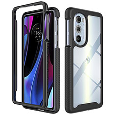 Motorola Moto Edge 30 Pro 5G用360度 フルカバー ハイブリットバンパーケース クリア透明 プラスチック カバー モトローラ ブラック