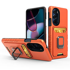 Motorola Moto Edge 30 Pro 5G用ハイブリットバンパーケース プラスチック アンド指輪 マグネット式 S01 モトローラ オレンジ
