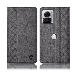 Motorola Moto Edge 30 Ultra 5G用手帳型 布 スタンド H14P モトローラ グレー