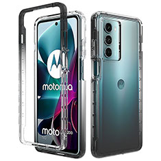 Motorola Moto Edge S30 5G用前面と背面 360度 フルカバー 極薄ソフトケース シリコンケース 耐衝撃 全面保護 バンパー 勾配色 透明 モトローラ ブラック