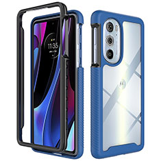 Motorola Moto Edge X30 5G用360度 フルカバー ハイブリットバンパーケース クリア透明 プラスチック カバー モトローラ ネイビー