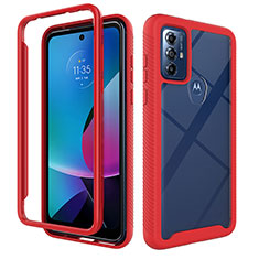 Motorola Moto G Play (2023)用360度 フルカバー ハイブリットバンパーケース クリア透明 プラスチック カバー ZJ3 モトローラ レッド