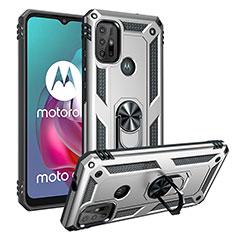 Motorola Moto G10用ハイブリットバンパーケース プラスチック アンド指輪 マグネット式 S01 モトローラ シルバー