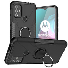 Motorola Moto G10用ハイブリットバンパーケース プラスチック アンド指輪 マグネット式 S02 モトローラ ブラック