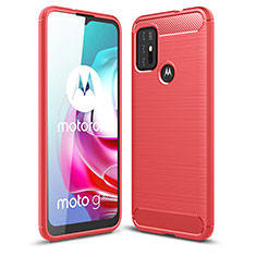 Motorola Moto G10用シリコンケース ソフトタッチラバー ライン カバー モトローラ レッド