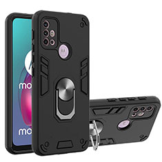 Motorola Moto G10用ハイブリットバンパーケース プラスチック アンド指輪 マグネット式 YB1 モトローラ ブラック