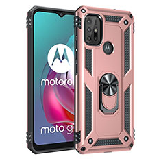 Motorola Moto G10 Power用ハイブリットバンパーケース プラスチック アンド指輪 マグネット式 モトローラ ローズゴールド